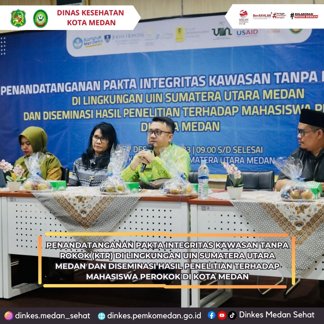 Penandatanganan Pakta Integritas Kawasan Tanpa Rokok (KTR) di Lingkungan UINSU dan Diseminasi Hasil Penelitian Terhadap Mahasiswa Perokok di Kota Medan